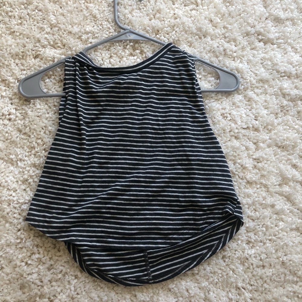 cropped grey and white stripped tank top
